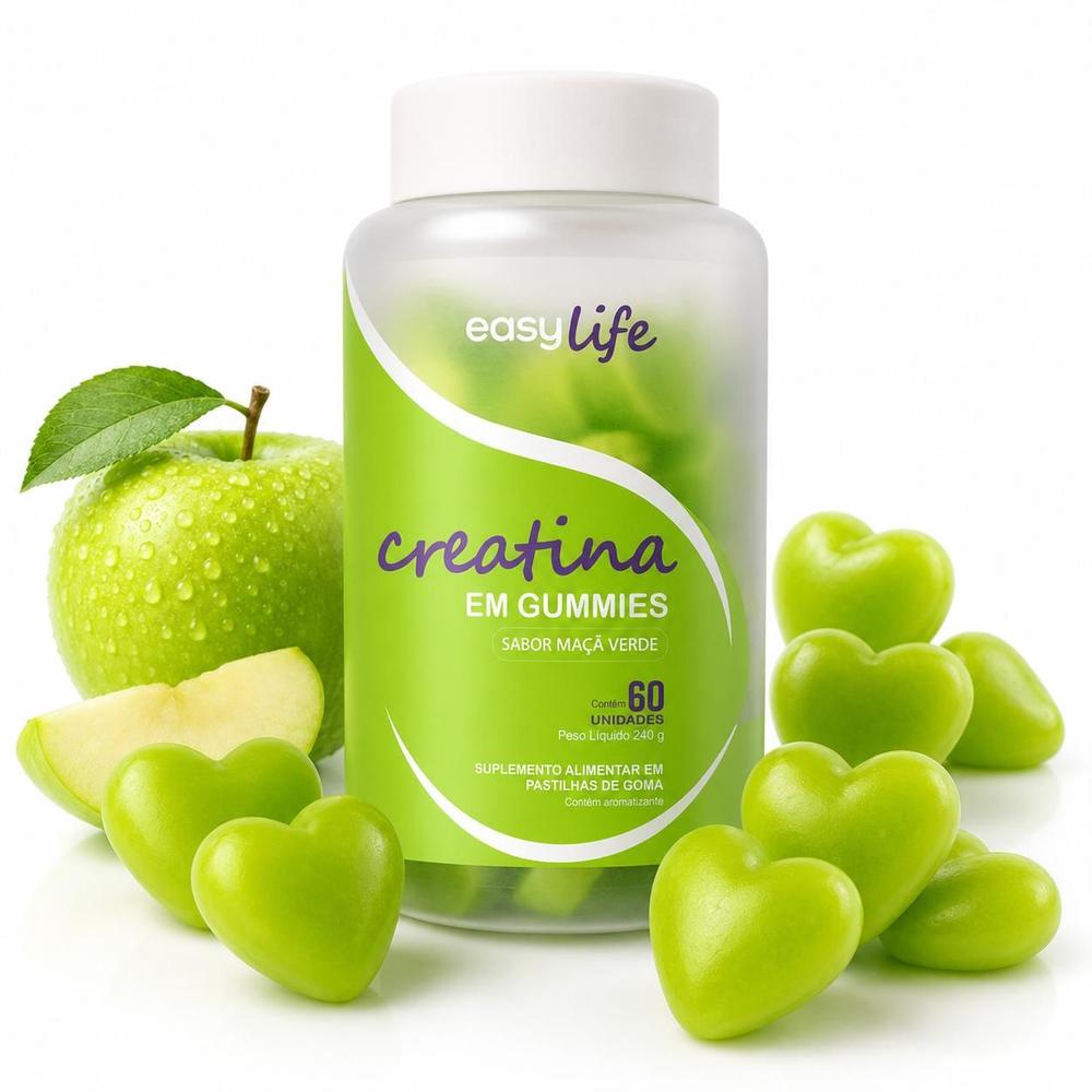 Creatina em Goma Mastigável  60 Unidades  Maçã Verde  Gummy
