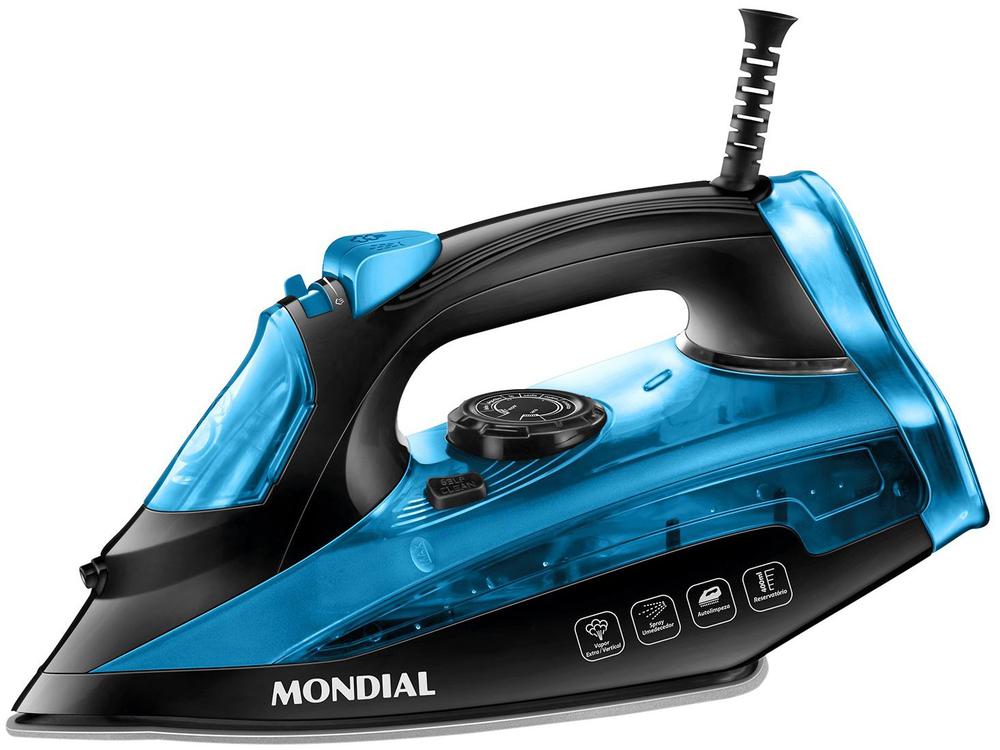 Ferro de Passar Roupa a Vapor Mondial F-53 Preto e Azul