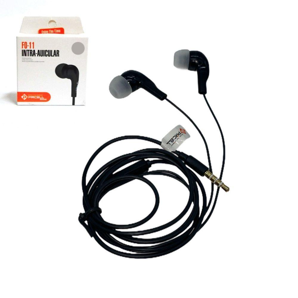 Fone de ouvido Intra Auricular com Microfone Slin Preto FO-11 - PMCELL