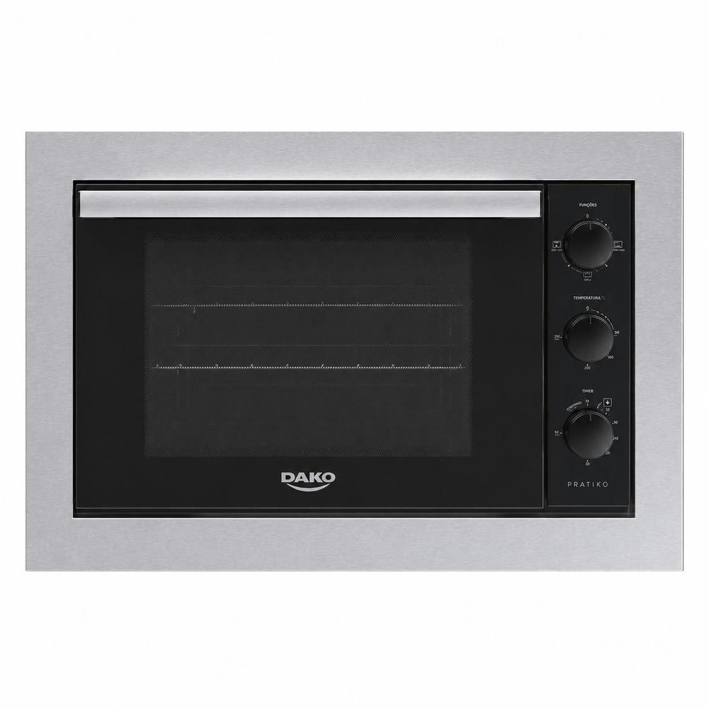 Forno de Embutir Elétrico 44 Litros Limpa Fácil Preto e Inox Dako Prátiko