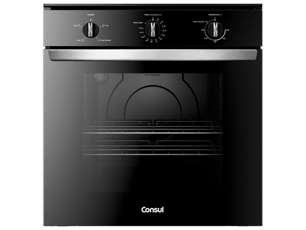Forno de Embutir Elétrico Consul 84 Litros Preto com Timer Autodesligamento e Grill - COB84BE
