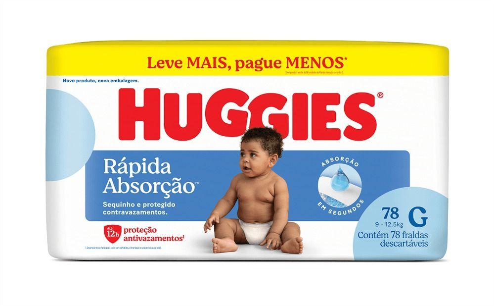 Fralda Descartável Huggies Tripla Proteção Hiper - Tamanho G- Com 78 Unidades