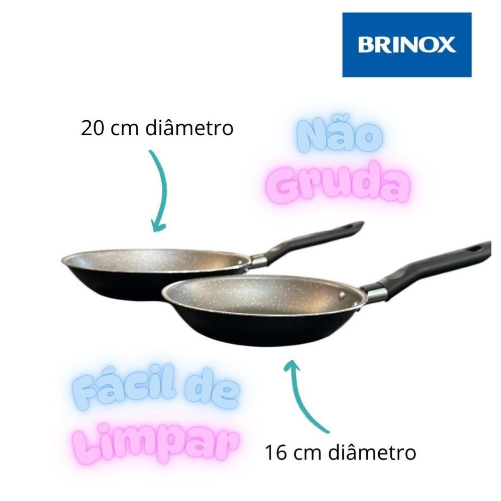 Frigideira 2 Peças Cerâmica Brinox Ø20cm e Ø16cm Preto - foto 2