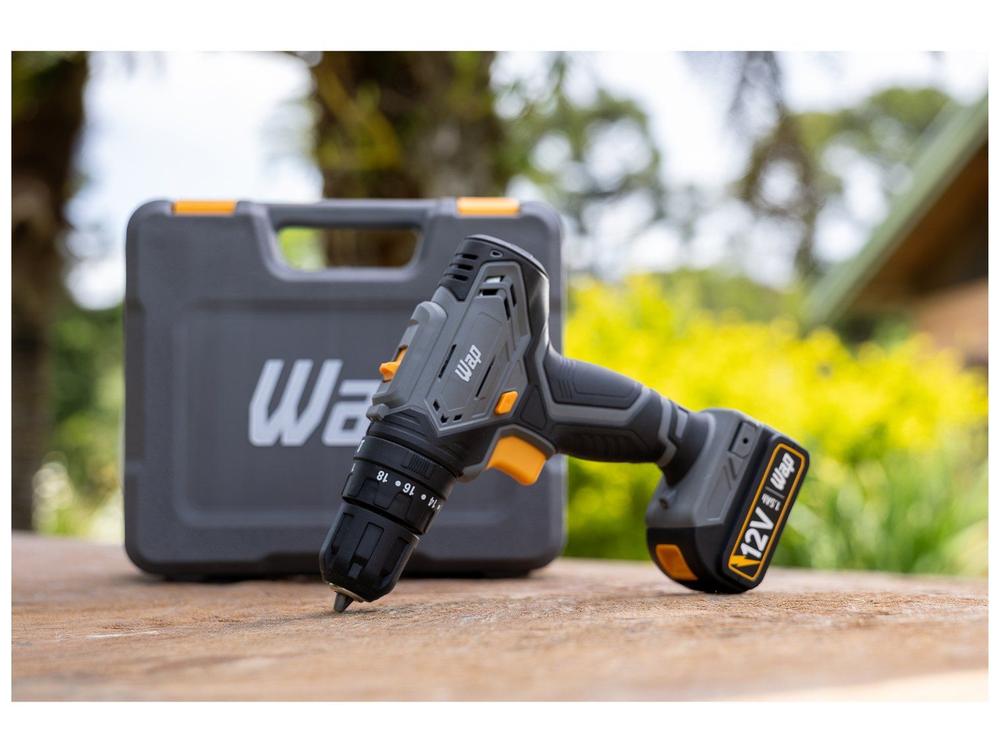 Furadeira e Parafusadeira de Impacto WAP a Bateria com Maleta 15 Peças WF 12K4.2