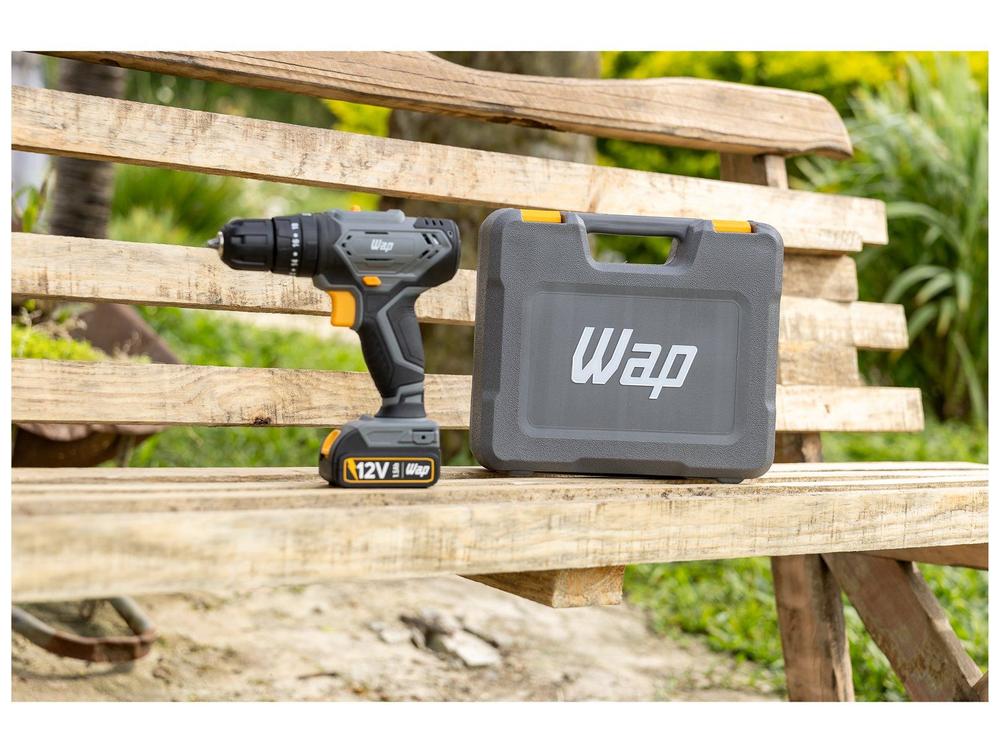 Furadeira e Parafusadeira de Impacto WAP a Bateria com Maleta 15 Peças WF 12K4.2
