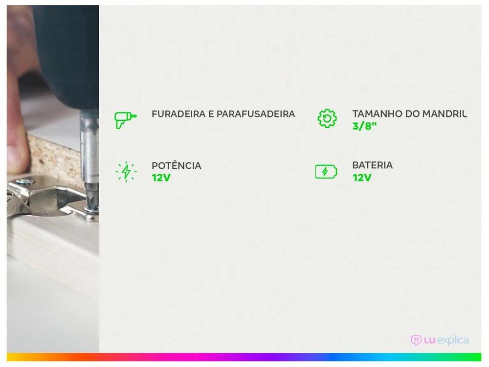 Furadeira e Parafusadeira Mondial a Bateria 12V com Maleta Power Tools FPF-06M