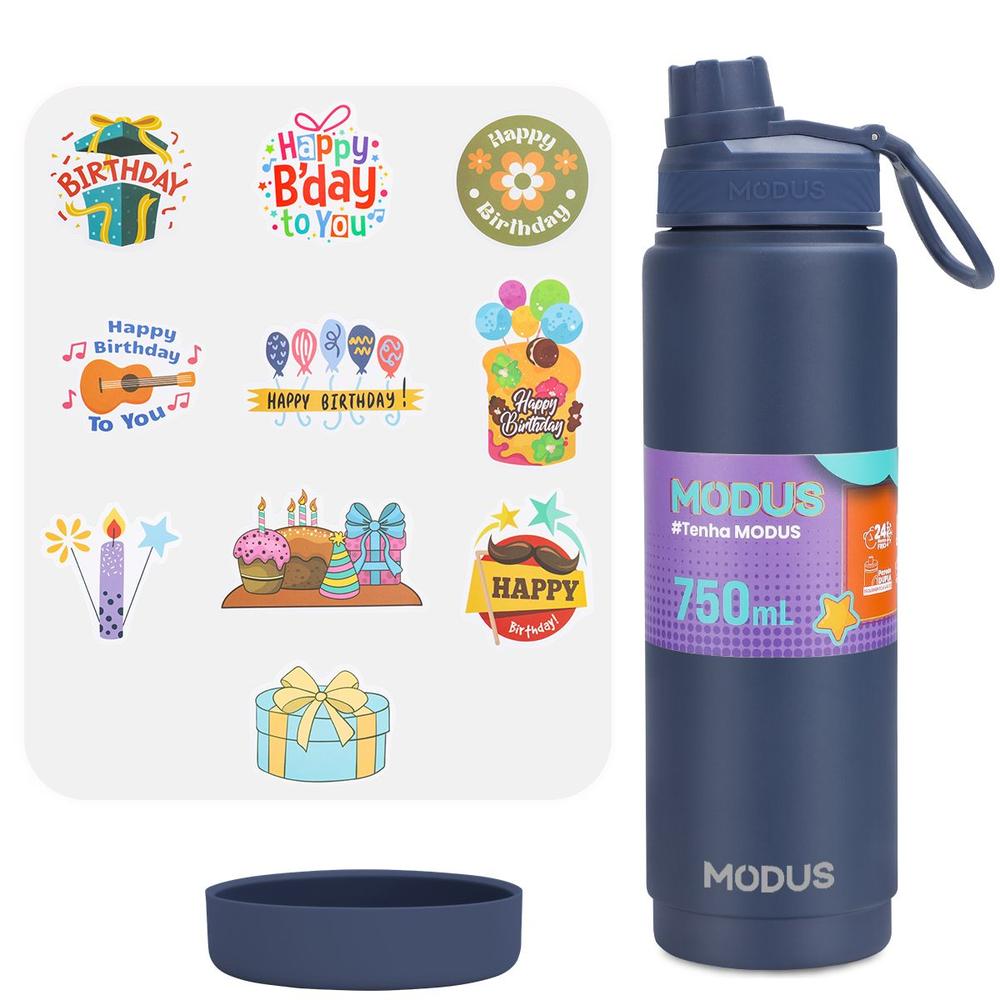 Garrafa Térmica Água Café Suco MODUS Aço Inox 750ml Parede Dupla Com Base de Silicone - foto 4