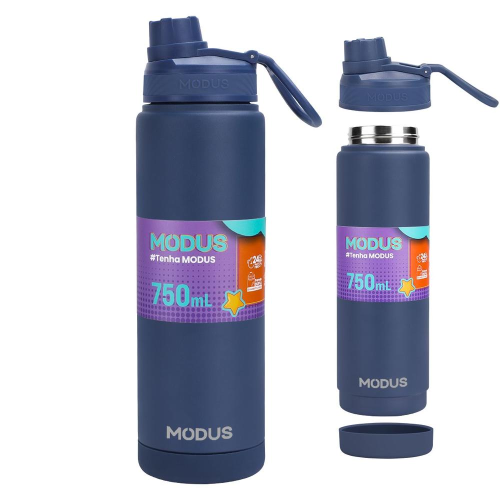 Garrafa Térmica Água Café Suco MODUS Aço Inox 750ml Parede Dupla Com Base de Silicone - foto 2