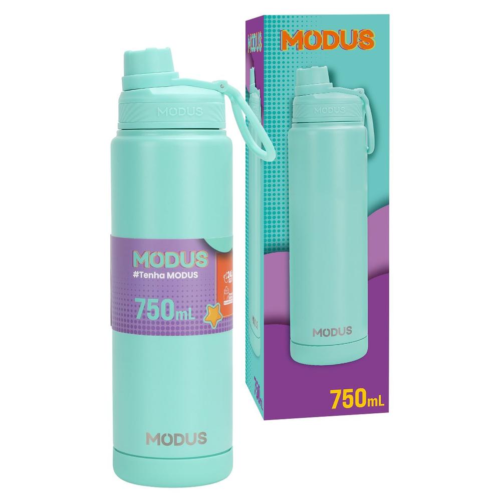 Garrafa Térmica Água Café Suco MODUS Aço Inox 750ml Parede Dupla Com Base de Silicone