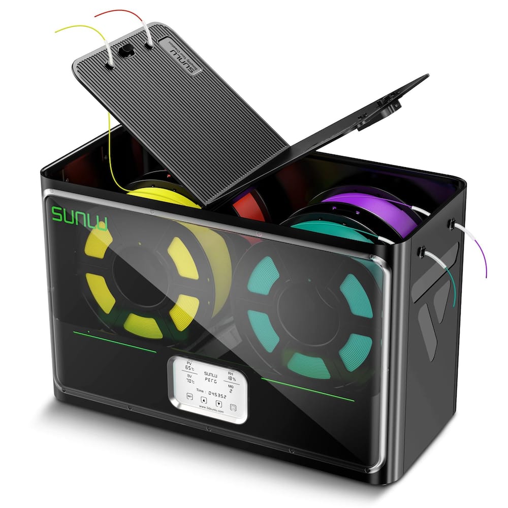 Impressora 3D e secador de filamentos SUNLU S4, capacidade de 4 bobinas, preto