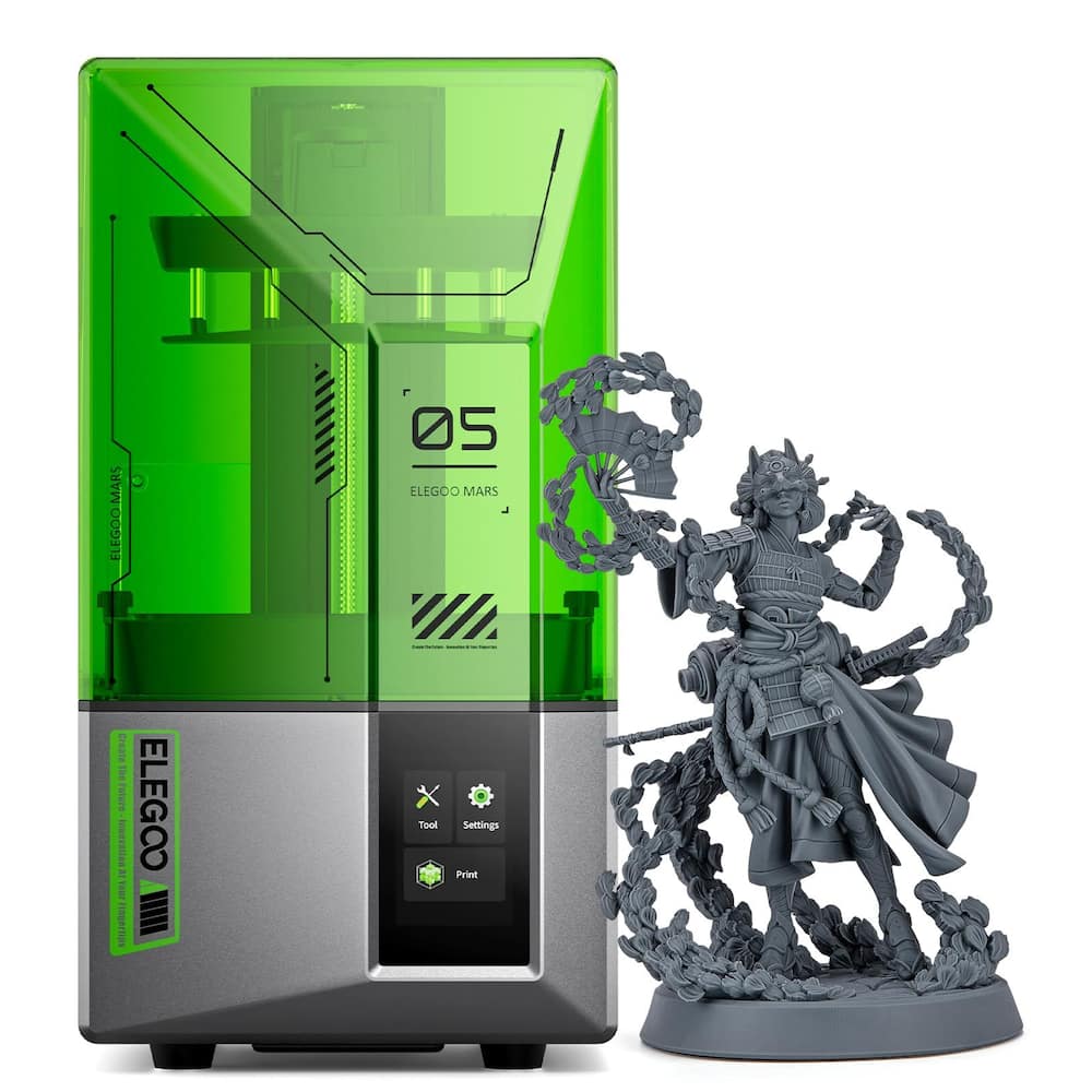 Impressora 3D ELEGOO Mars 5 MSLA Resina com LCD 4K de 6,6 polegadas