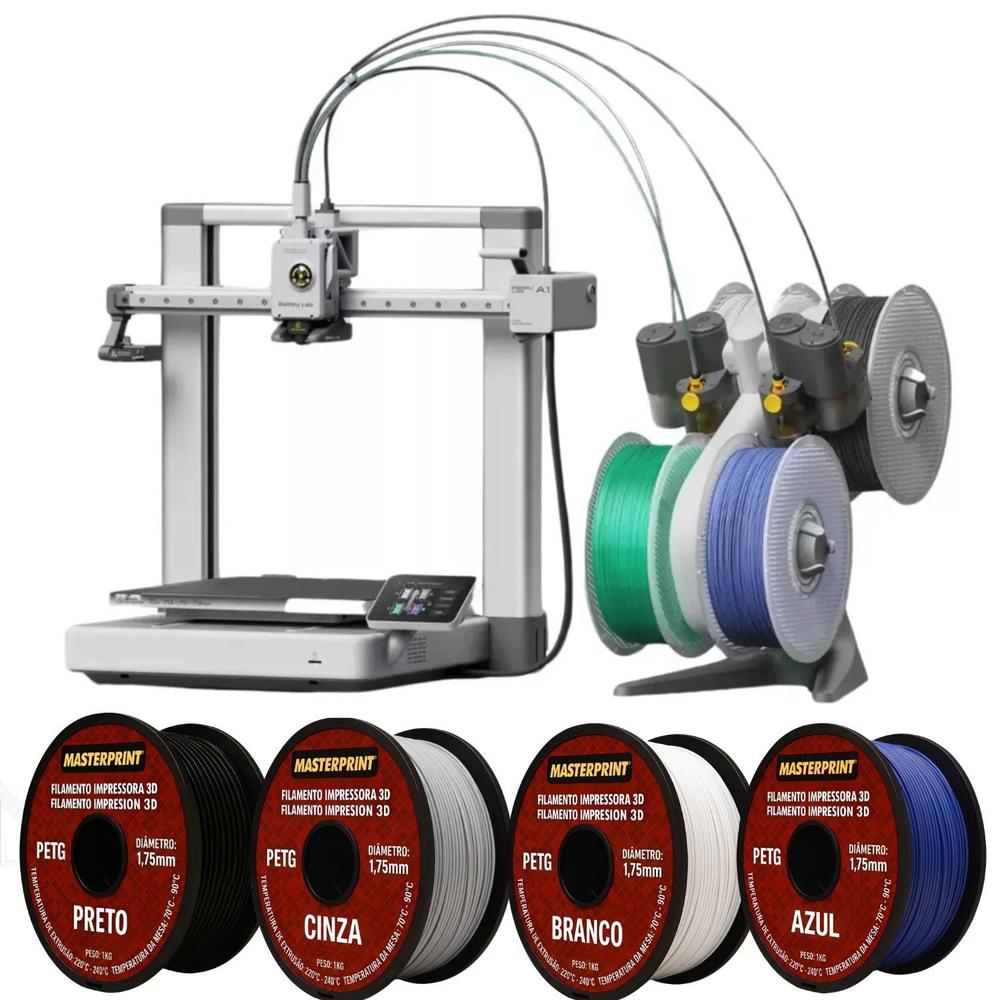 Impressora 3d Fdm Bambu Lab A1 + Ams Lite+ 4 Rolos Filamento