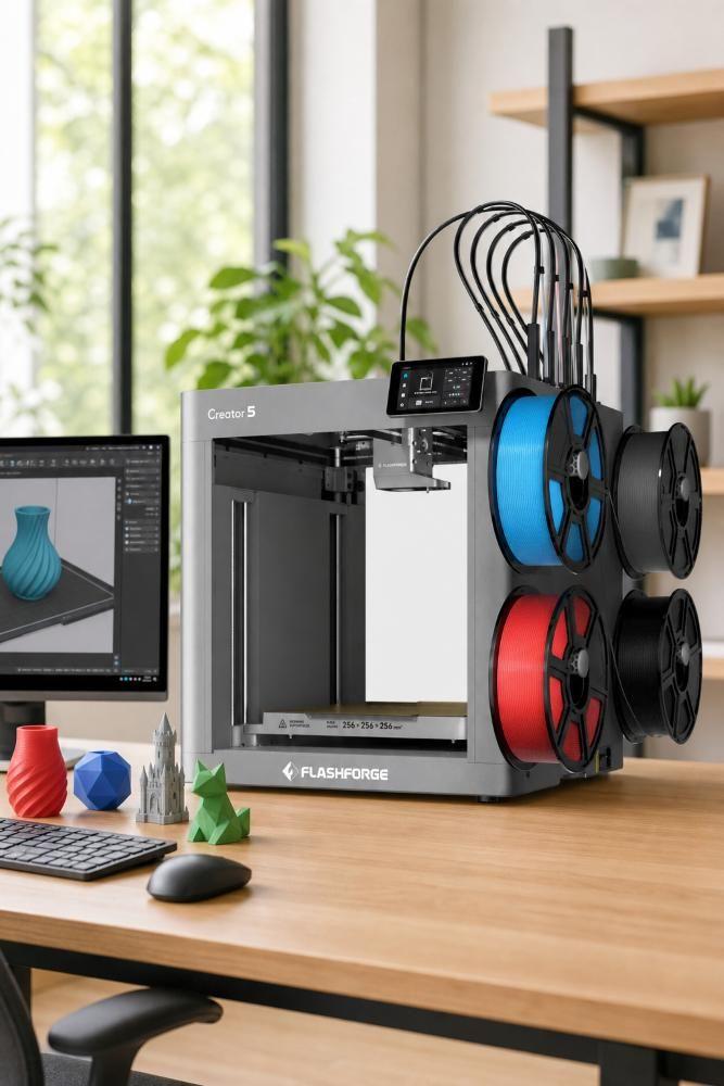 Impressora 3d Flashforge Creator 5 Com 4 Bicos Multicolor Cinza