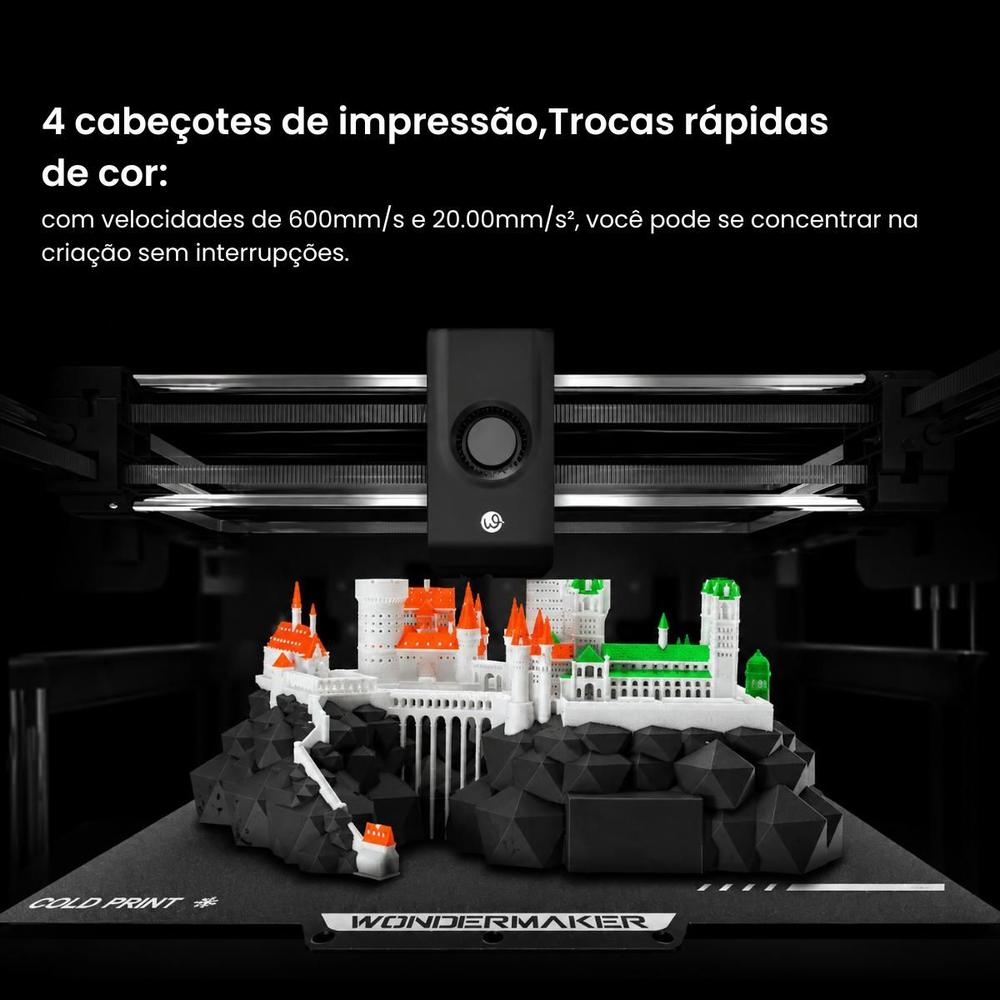 Impressora 3D WonderMaker ZR Ultra CoreXY Multicolorida Auto Nivelamento 300x270x290 127/220V