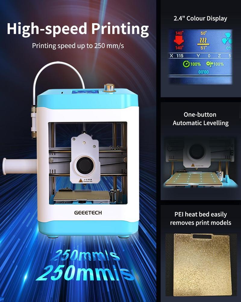 Impressora 3D XZN Mini para crianças e iniciantes com nivelamento automático