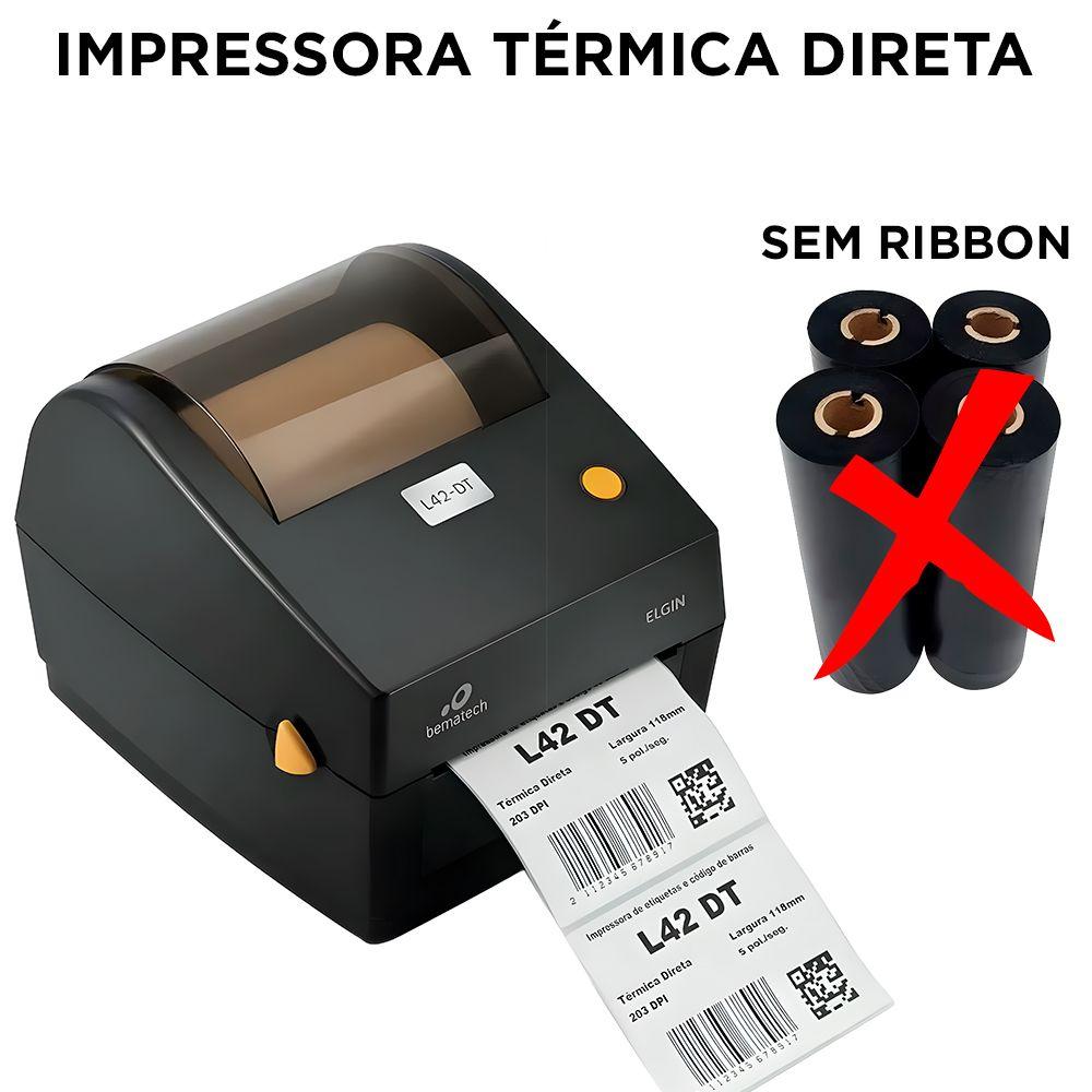 Impressora de Etiquetas e Códigos de Barras Elgin L42-DT USB e Serial, Térmica Direta (Papel Térmico Sem...