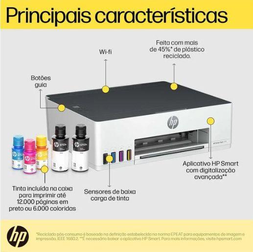 Impressora HP Smart Tank 210, Conexão WiFi, USB, rendimento 12.000 páginas, função única impressão - HP INC.