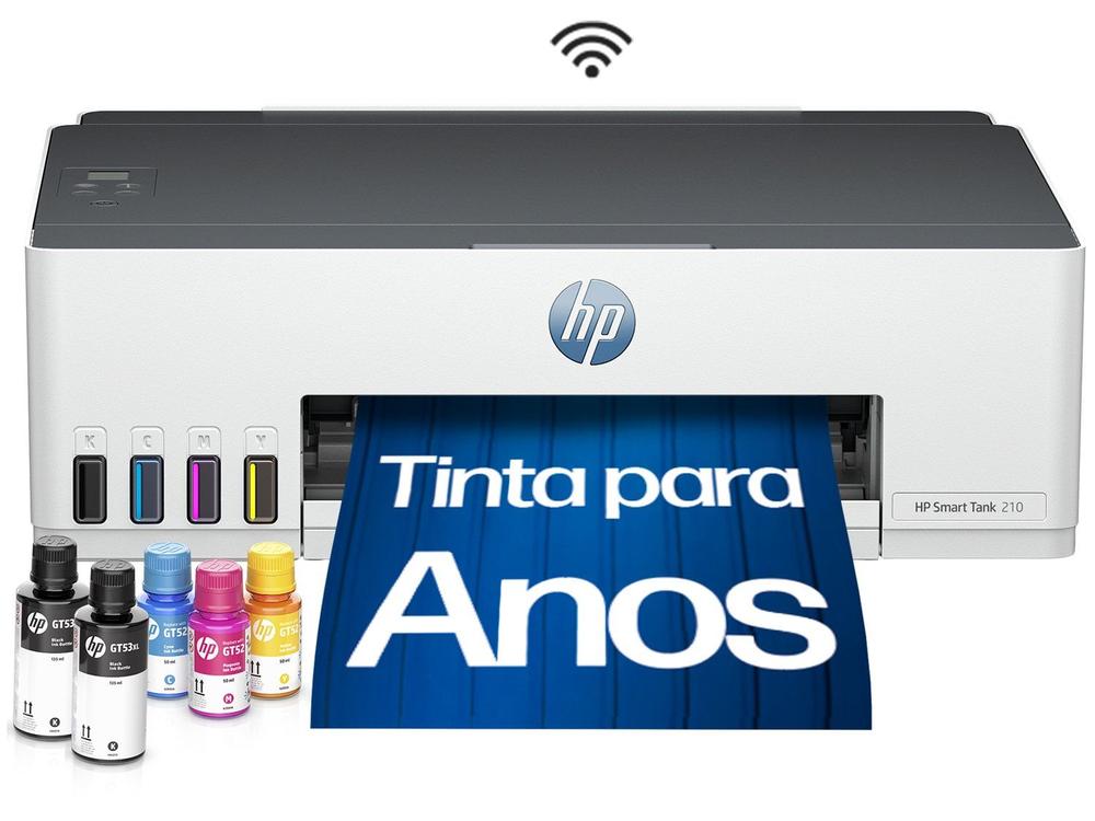 Impressora HP Smart Tank 210 Jato de Tinta Térmico Colorida Wi-Fi USB
