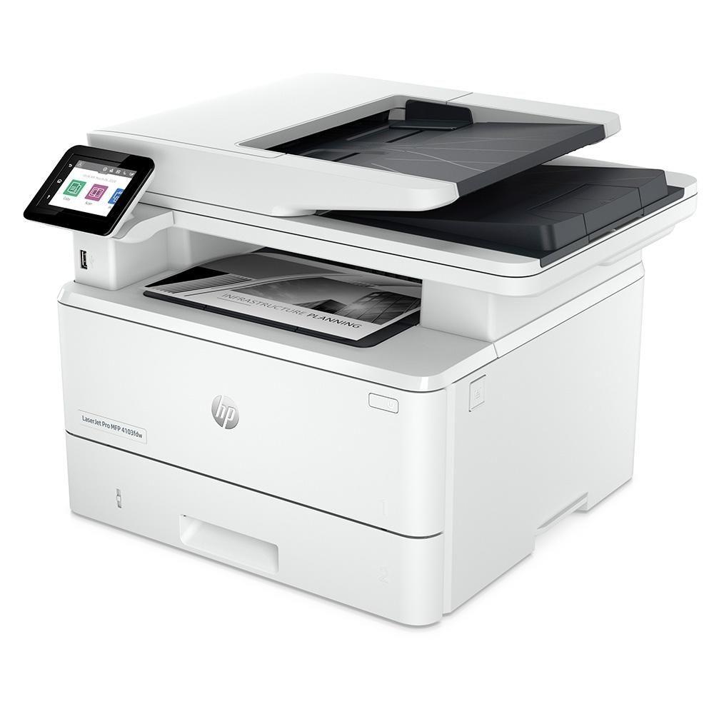 Impressora Multifuncional HP LaserJet Pro 4103FDW Mono Wi-Fi Duplex Bluetooth Ethernet 110V - Branco