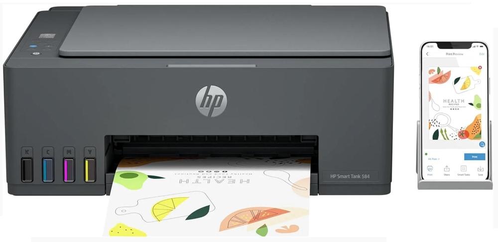 Impressora Multifuncional HP Smart Tank 584 Tanque de Tinta Colorida WiFi, USB
