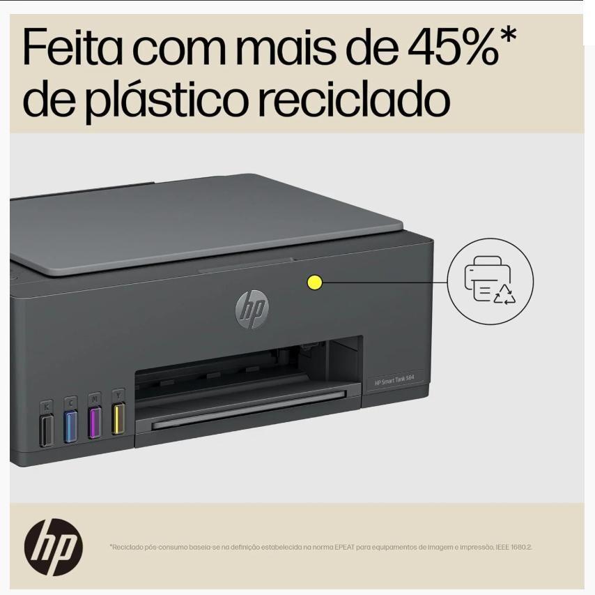 Impressora Multifuncional HP Smart Tank 584 Tanque de Tinta Colorida WiFi, USB