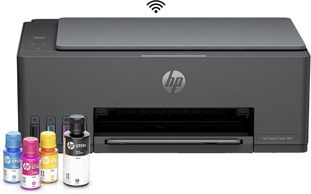 Impressora Multifuncional HP Smart Tank 584 Tinta Colorida Wifi USB Scanner Cinza Bivolt