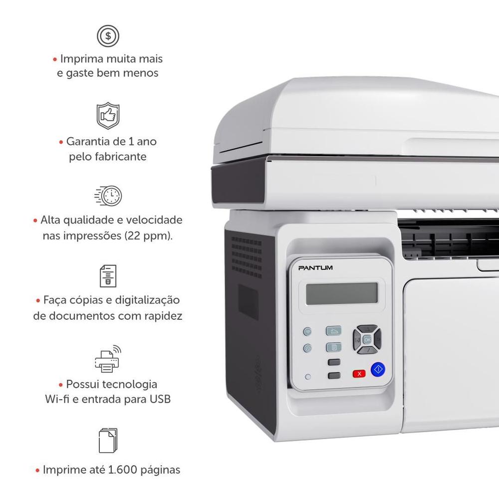 Impressora Multifuncional Pantum M6559NW Laser Wi-fi Mono 220V