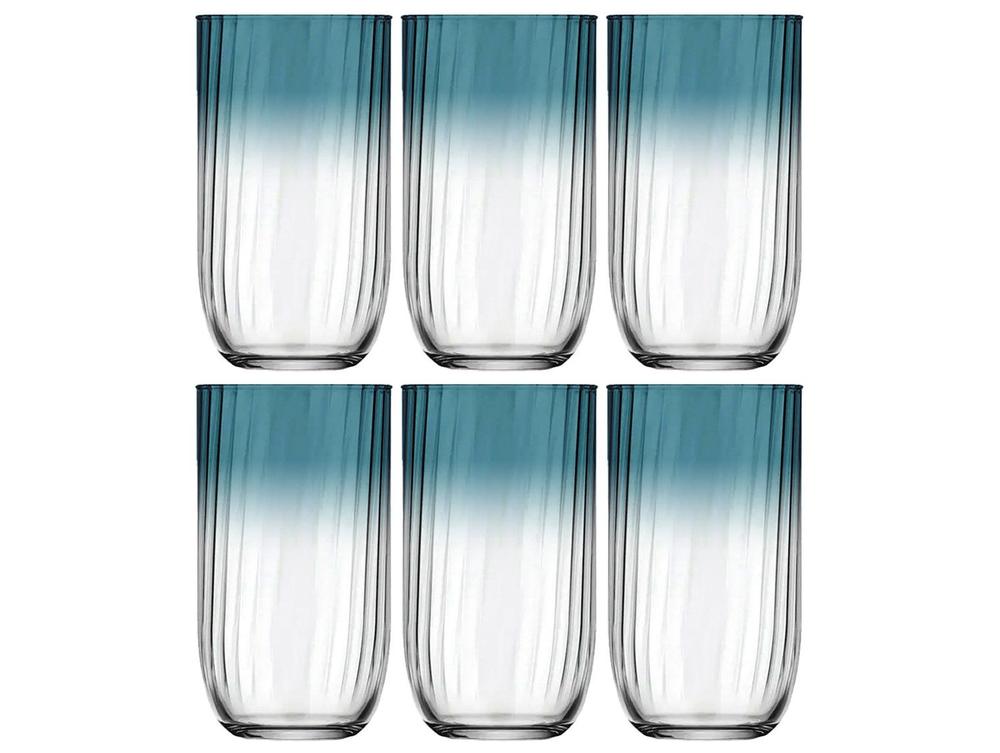 Jogo de Copos de Vidro Fiore Transparente 400ml 6 Peças Nadir Fiore