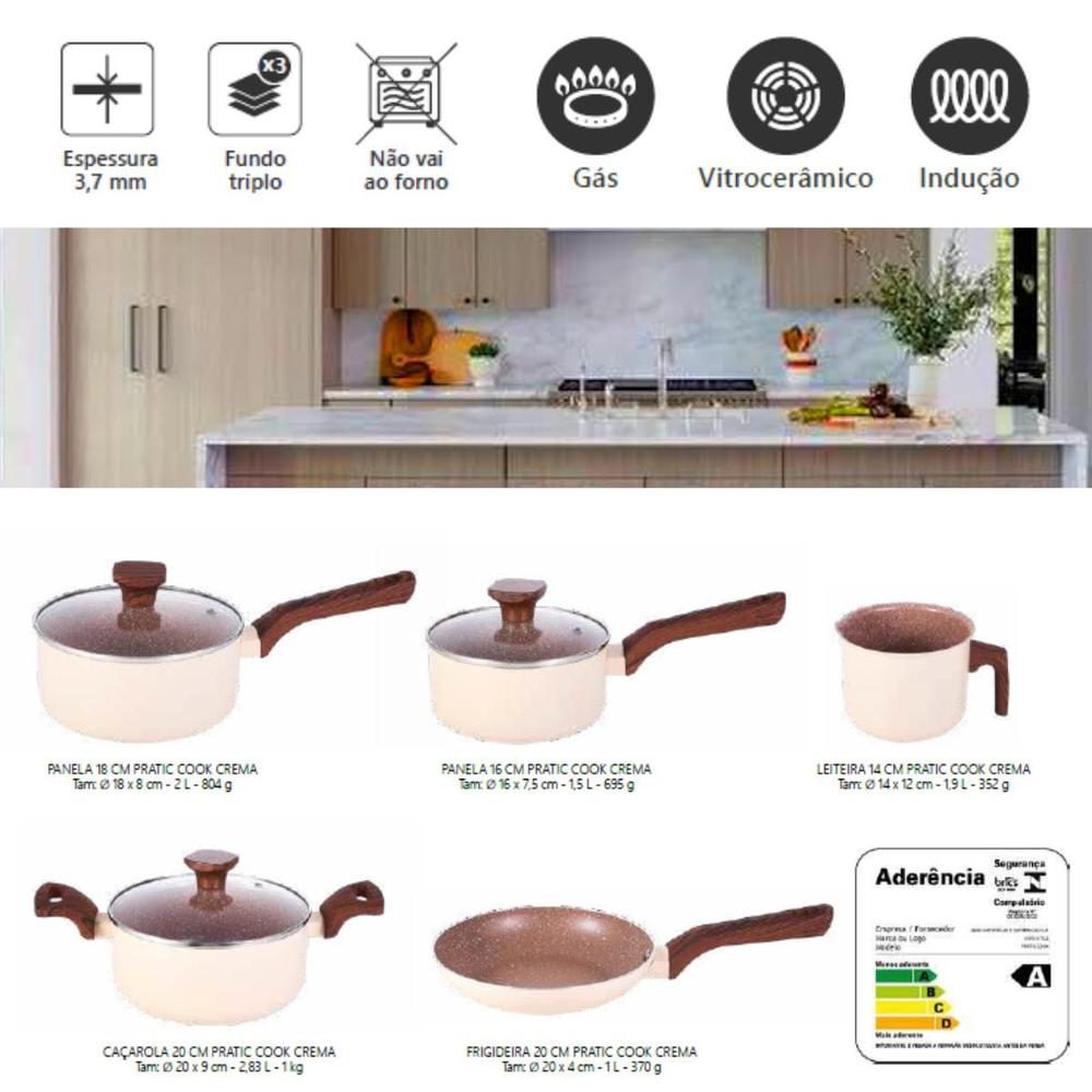 Jogo de Panelas Antiaderente Cerâmica Cooktop Fogão Indução Kit 5 Peças Conjunto - Mimo Style - foto 2