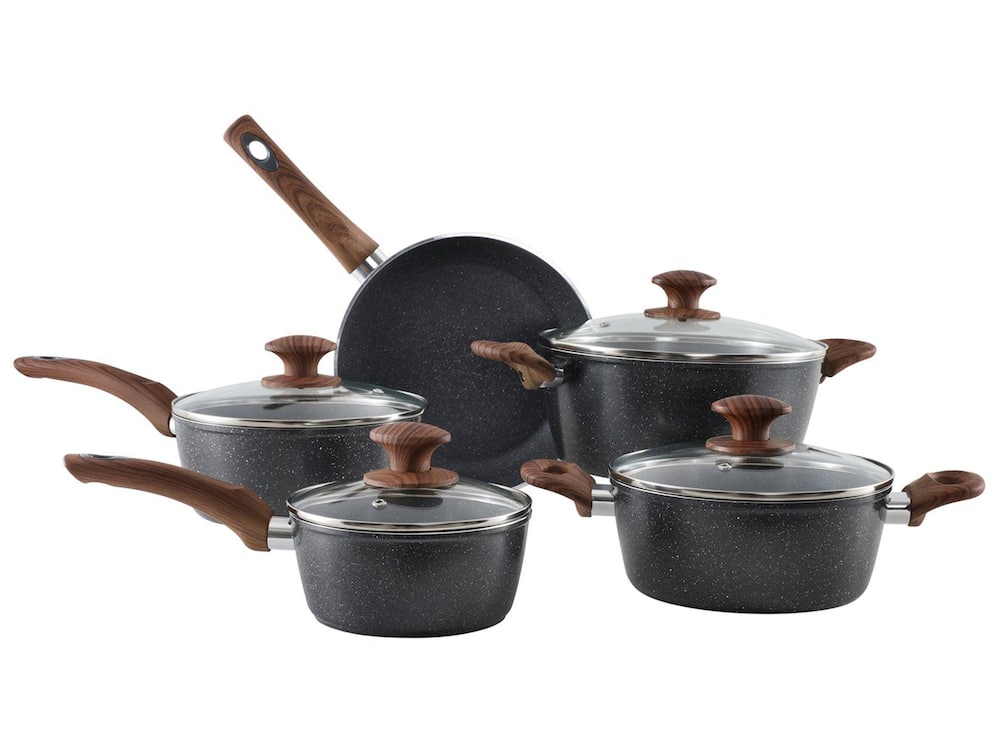 Jogo de Panelas Brinox Revestimento Cerâmico de Alumínio Stone Wood Indução 5 Peças Optima