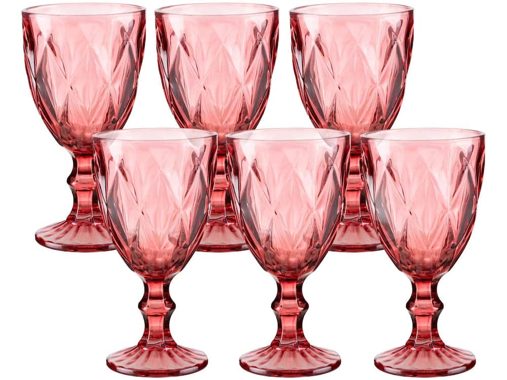 Jogo de Taças para Bebidas de Vidro 330ml Rosa
