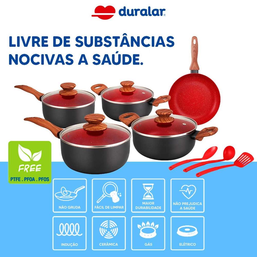 Jogo Panelas Cerâmica Antiaderente Indução 8 Peças Duralar