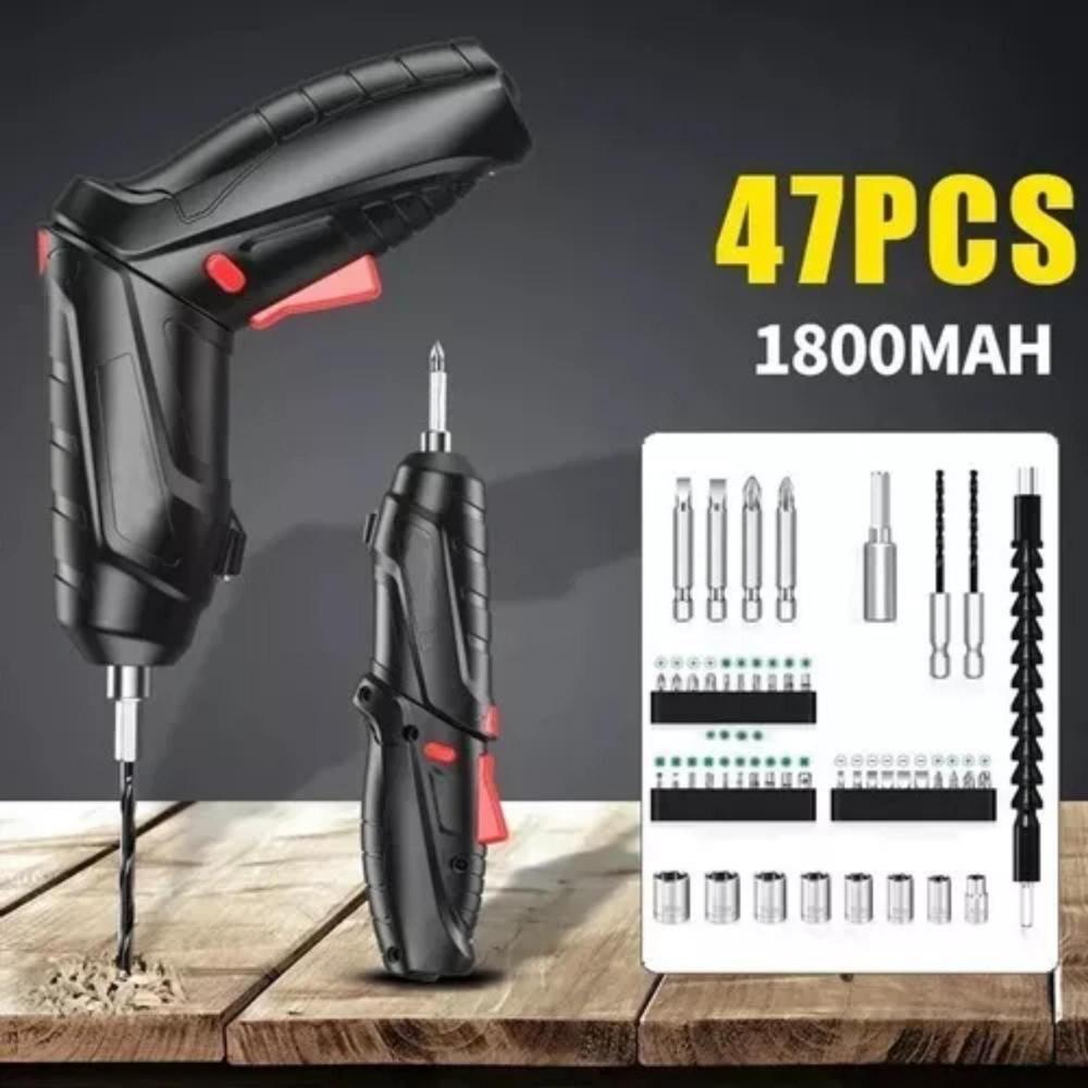 Jogo Parafusadeira Sem Fio Recarregável USb Com Maleta 47 Chaves 110v/220v Portátil - Prime