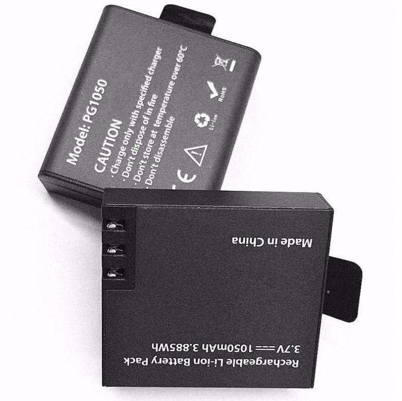 Kit 02 Bateria Eken Original PG1050 Li-Ion 3.7 v 1050mAh Extra para Câmera H9R SJCAM H9RS S60 M10