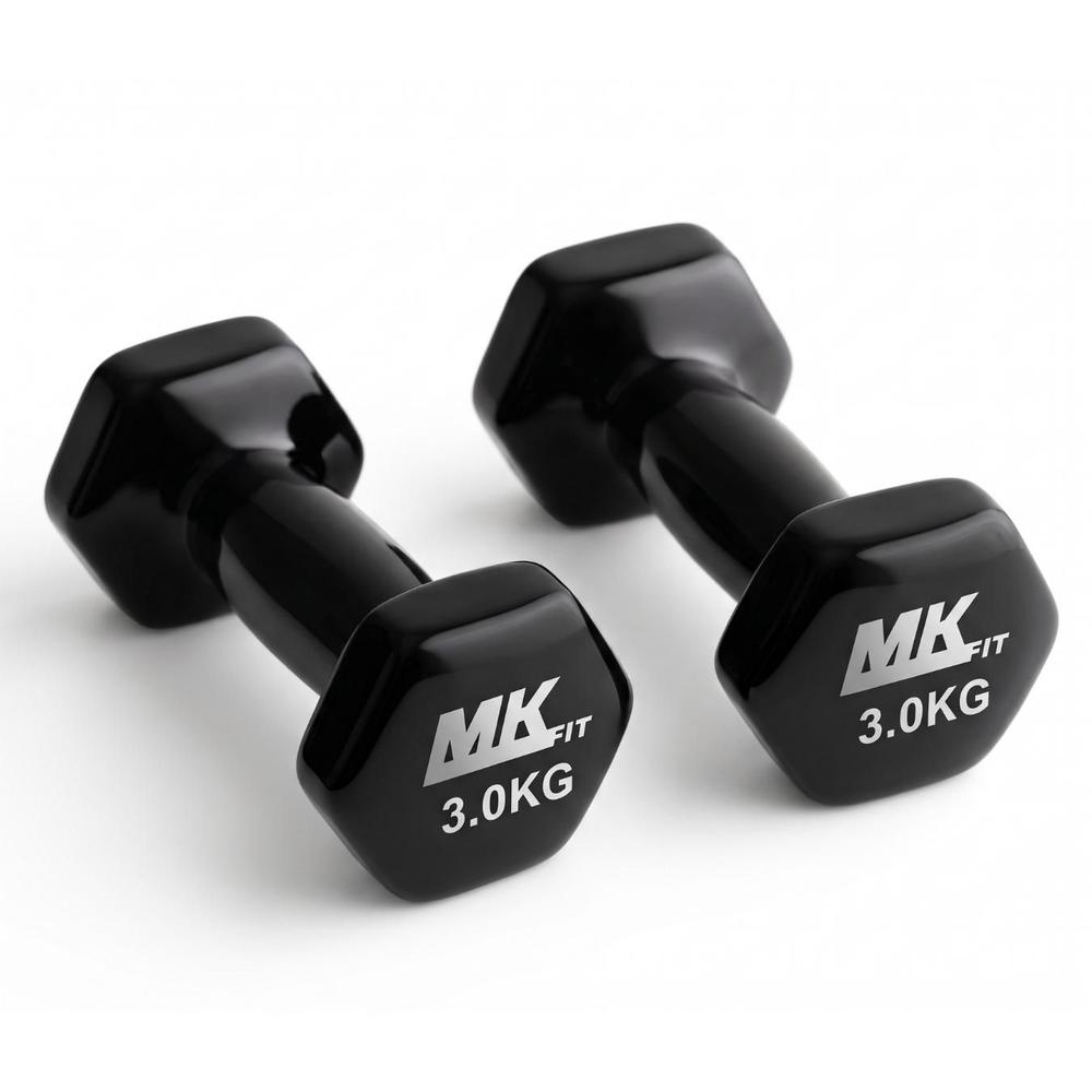 Kit 2 Halter 3 kg Sextavado Emborrachado MKFIT