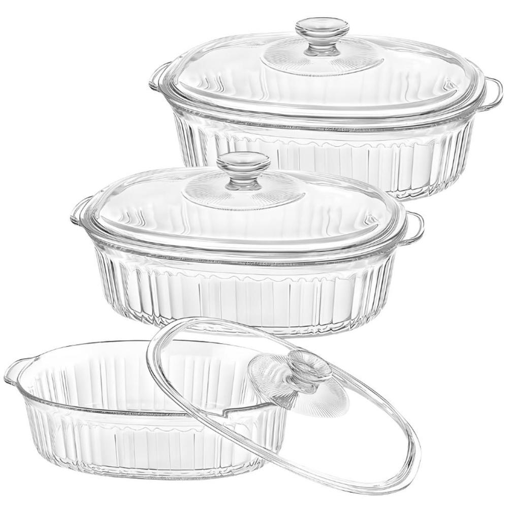 Kit 2 Travessa Assadeira Redonda Vidro Com Tampa 2,8l Forno - CLICK HOUSE