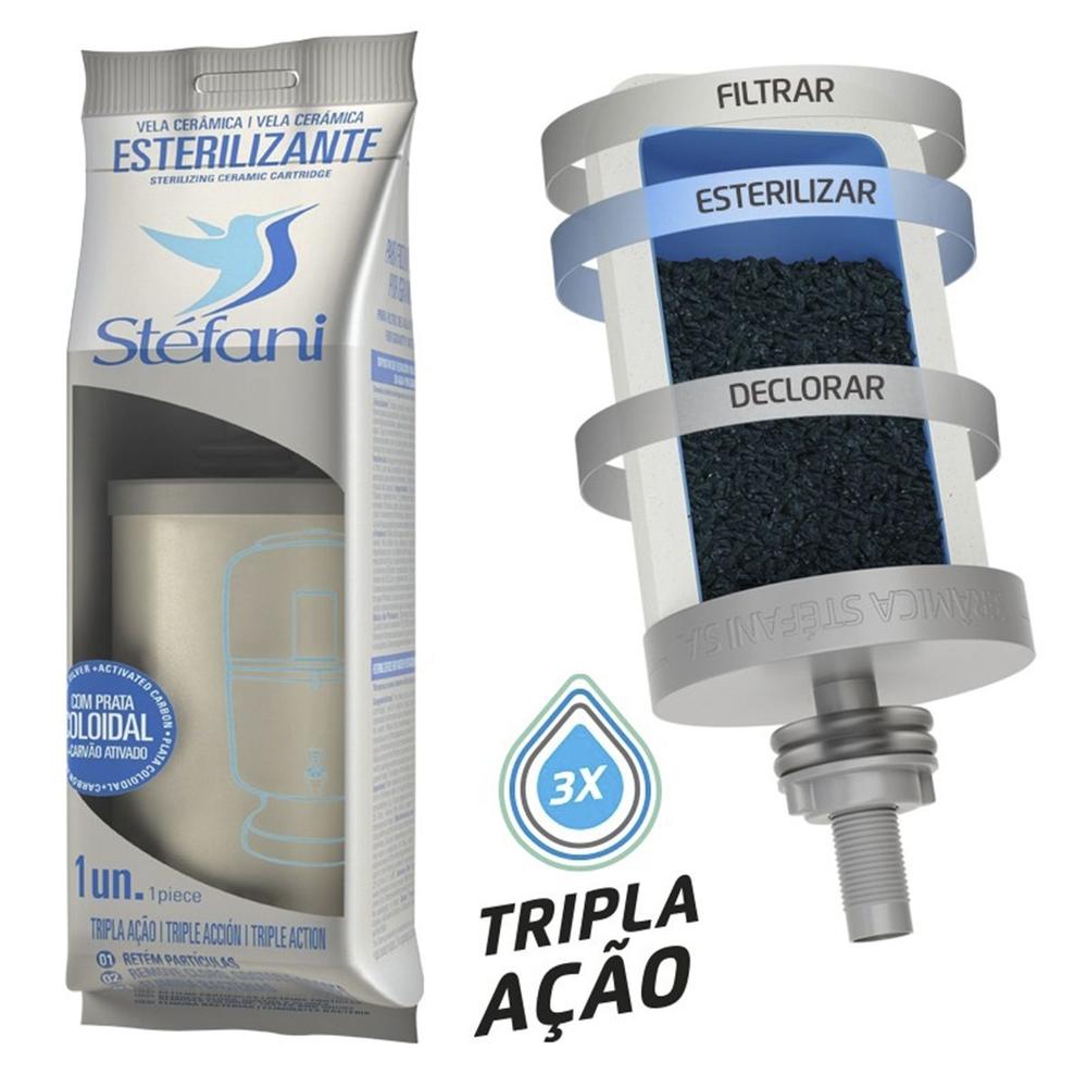 Kit 2 Vela Filtro de Barro Esterilizante Tripla Ação Stéfani São João - Stefani - foto 3