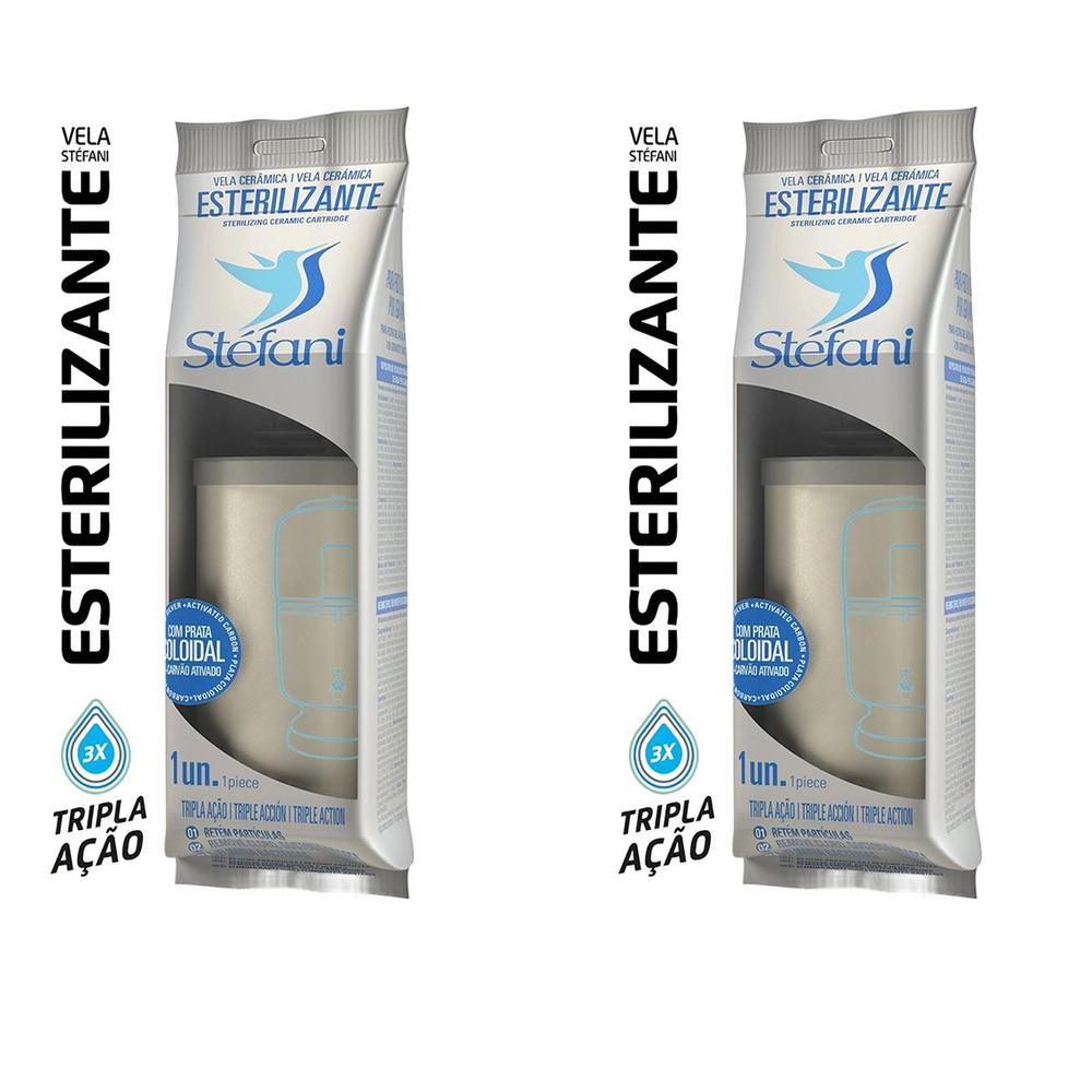 Kit 2 Vela Filtro de Barro Esterilizante Tripla Ação Stéfani São João - Stefani