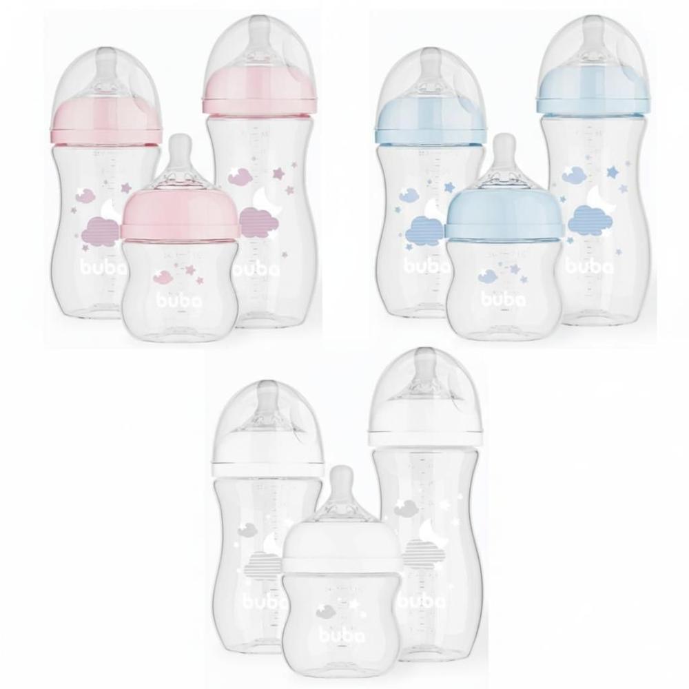 Kit 3 Mamadeiras Easy Flow Nuvem Anticólica 120, 270 E 330ML BUBA