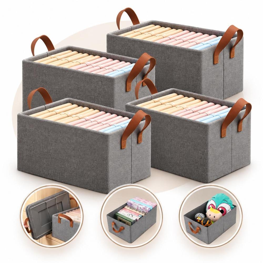 Kit 4 Caixas Organizadoras Dobrável Para Roupas Objetos Brinquedos Armários Multiuso Vittak