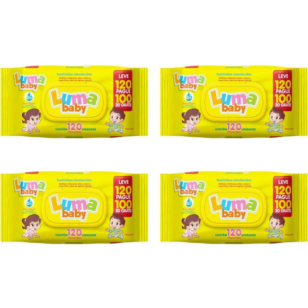Kit 4 Lenços Umedecido Bebê Recém Nascido 480 Toalhas - Turminha da Bagunça