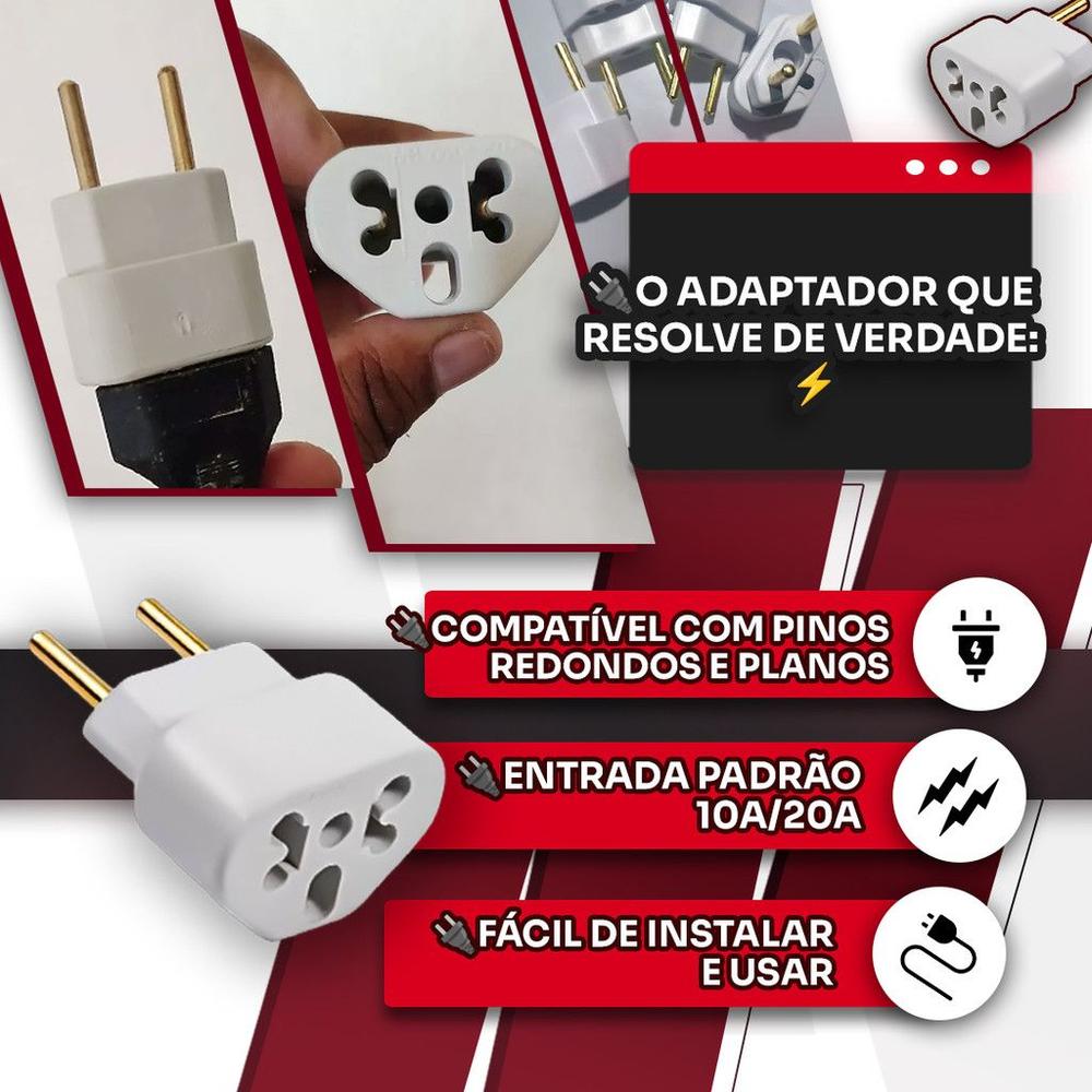 Kit C/10 Adaptador de Tomada Bob Esponja LOVE Benjamin 10A/20A Pino Plug Maciço Resistente Universal - foto 2