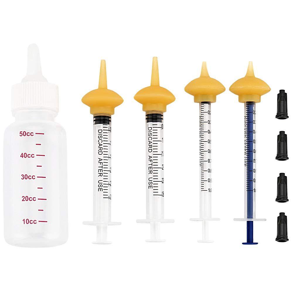 Kit de mamadeira para alimentação de pets Xuanda 50 ml com bicos, seringas e tampas