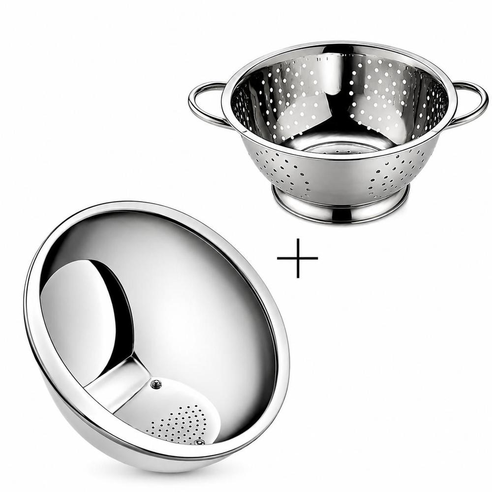 Kit Escorredor de Massas + Escorredor de Arroz Verduras Legumes em Aço Inox - Fratelli