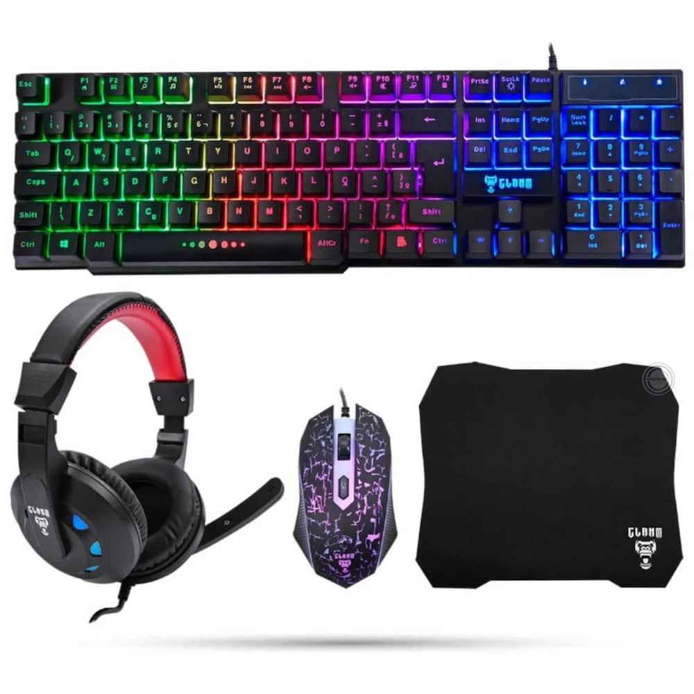Kit Gamer Nightmare Cj01 Clanm Teclado Mouse Fone Mousepad Preto