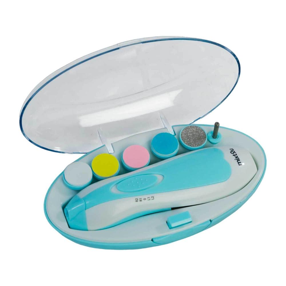 Kit Lixador Cortador Unha Bebê Recém-Nascido Elétrico Silencioso Azul