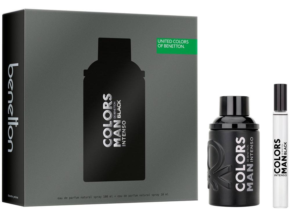 Kit Perfume Masculino Benetton Colors Man Black Intenso - Eau de Parfum 100ml + 1 Eau de Parfum Travel Size 10ml