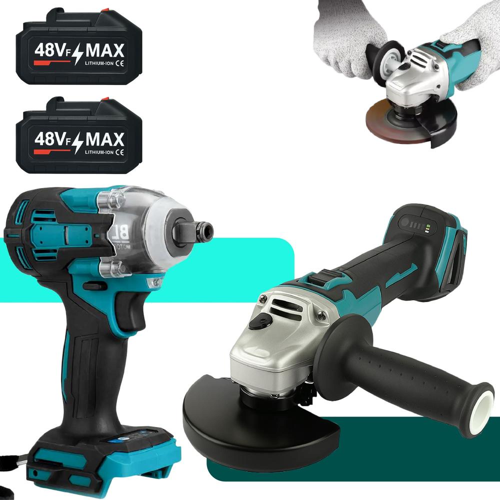 Kit Profissional Lixadeira Chave De Impacto 48v Com 2 Baterias Linha Premium - Roohs Malibu Presentes
