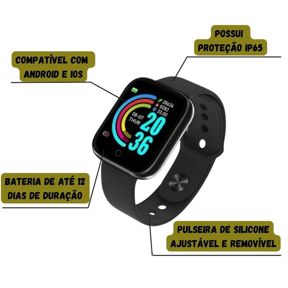 Kit Relógio Smartwatch Inteligente Masculino + Fone De Ouvido Bluetooth Tws Intra Auricular A6s - Red Place