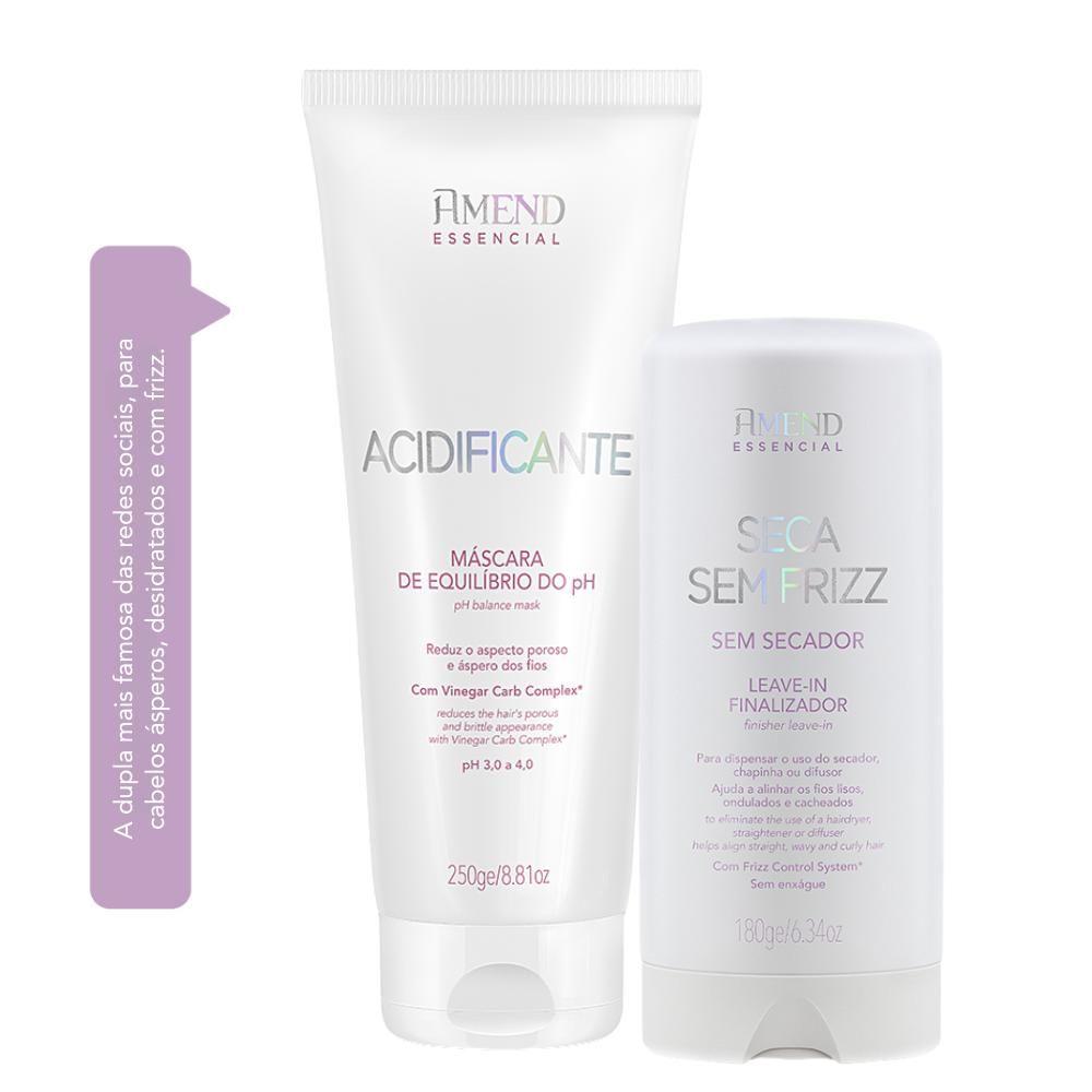 Kit Seca Sem Frizz e Acidificante  Amend Essencial